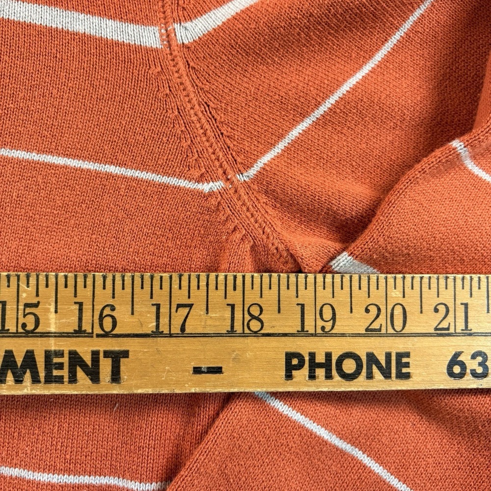 Eddie Bauer Sweater Mens Small Orange Rust Striped Cotton Knit Crewneck Pullover - Picture 6 of 6